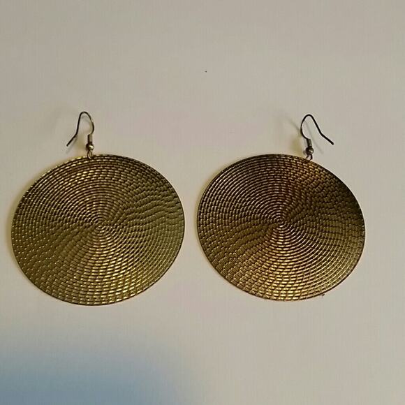 PureUnique Gold Tone Round Disc Earrings. 0 - Picture 2 of 5